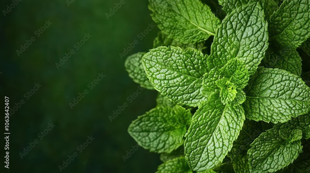 Macro shot of mint leaf veins, intricate patterns, fresh green tones, aromatic botanical Macro shot of mint leaf veins, intricate patterns, fresh green tones, aromatic botanical