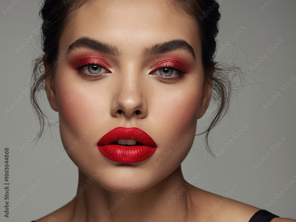 A mesmerizing portrait of a woman, highlighting her enchanting eyes and full lips, exuding elegance and charm in a soft and warm light A mesmerizing portrait of a woman, highlighting her enchanting eyes and full lips, exuding elegance and charm in a soft and warm light