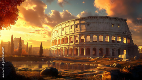 Ancient Roman Coliseum Illu...