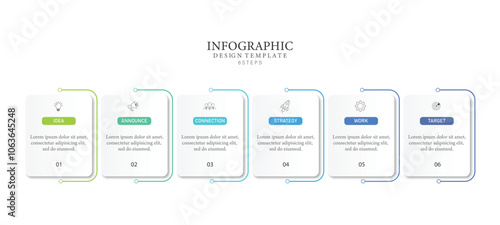 Business data visualization. Process chart. Abstract element in the form of a graph, diagram with 6 steps, options, parts or processes. Vector business template for presentation. Creative concept for 