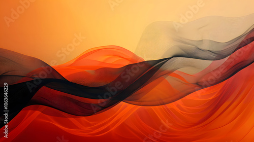 abstract orange and black wave on the orange background
