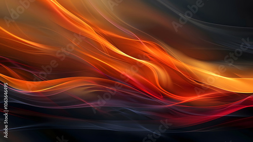 abstract orange and black wave on the dark background