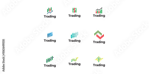 Trading candlestick logo icon template.