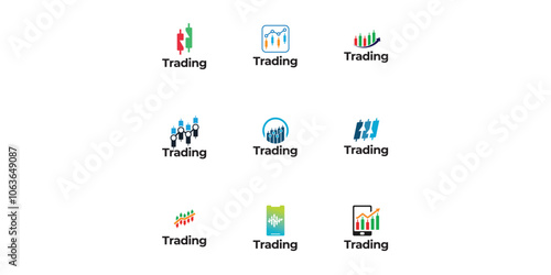 Trading candlestick logo icon template.