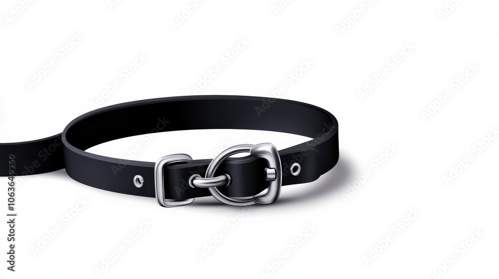 Sleek Black Dog Collar: A close-up showcasing a stylish, black dog collar with silver hardware. Perfect for showcasing pet accessories. Sleek Black Dog Collar: A close-up showcasing a stylish, black dog collar with silver hardware. Perfect for showcasing pet accessories.