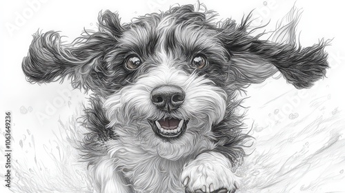 Wallpaper Mural a drawing of a dog portrait in black and white Torontodigital.ca