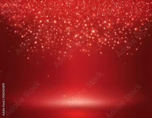 Realistic vector red background. Shiny red horizontal backdrop Glittering backround.