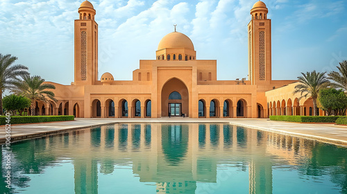 Mosque with Reflection in W...