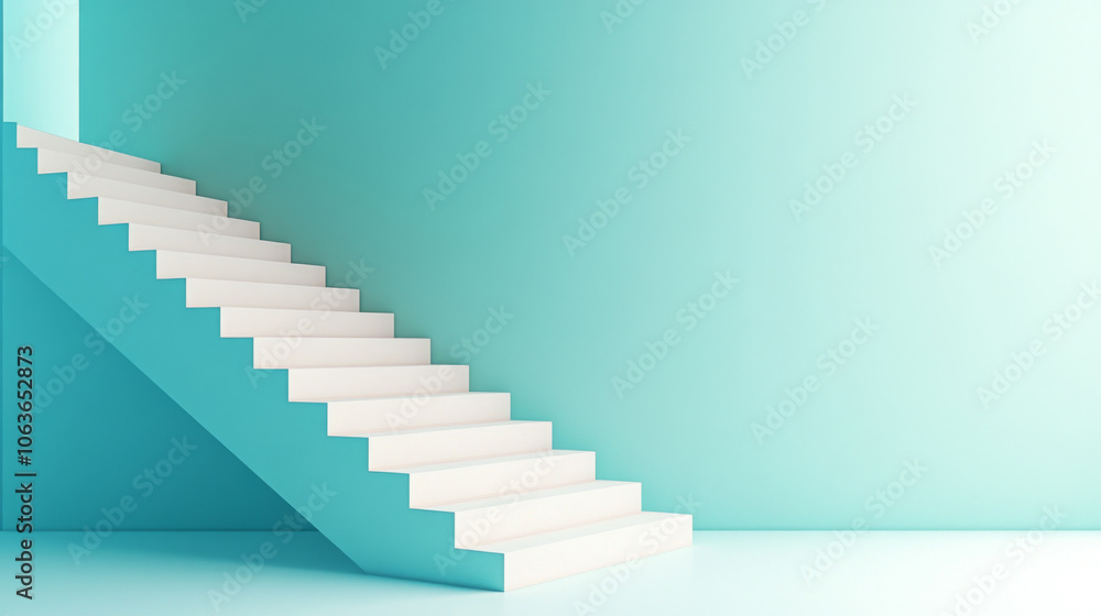 Staircase against lightly colored wall, background, minimal concept Staircase against lightly colored wall, background, minimal concept