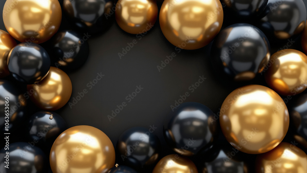 Elegant Black and Gold Balloon Arrangement for Black Friday: Captivating Retail Decor and Marketing Visuals Elegant Black and Gold Balloon Arrangement for Black Friday: Captivating Retail Decor and Marketing Visuals