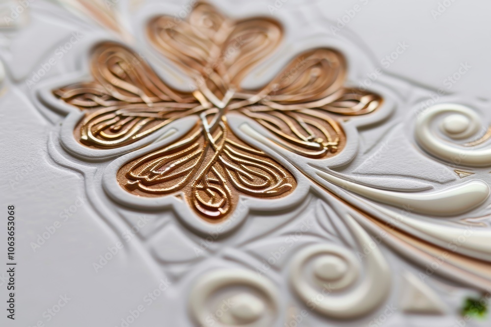 Obraz premium Elegant St. Patrick's Day Card Design with Celtic Knot Four-Leaf Clover