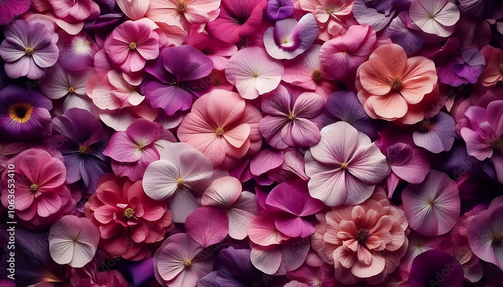 Obraz premium petal pink and purple flowers background,genertive ai