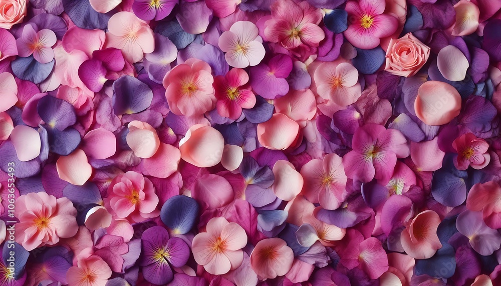 Fototapeta premium petal pink and purple flowers background,genertive ai