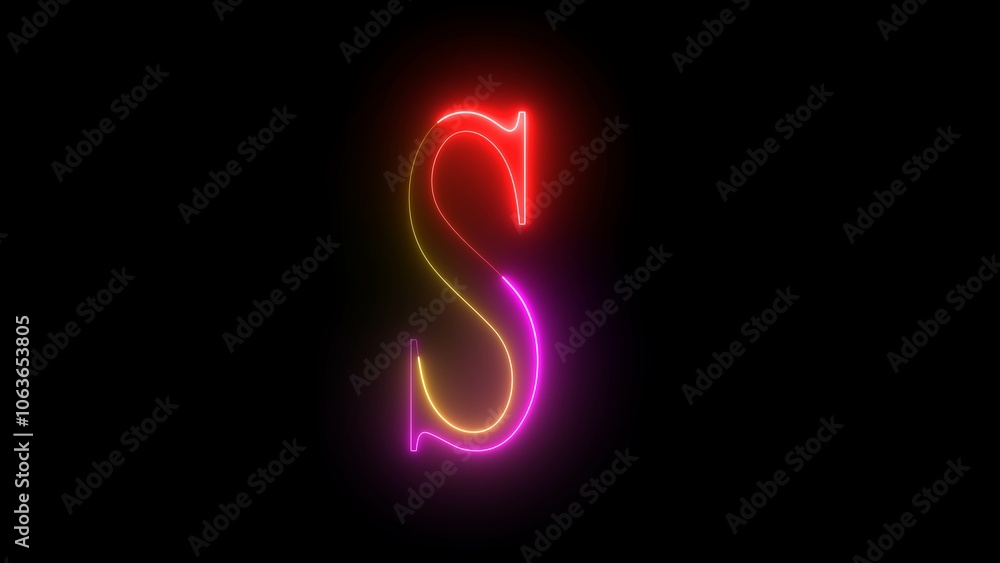 Glowing neon alphabet S. Educational concept with neon letter S. Shine text S the best digital symbol. Glowing neon alphabet S. Educational concept with neon letter S. Shine text S the best digital symbol.