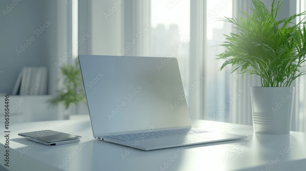 The Modern Workspace with Laptop The Modern Workspace with Laptop