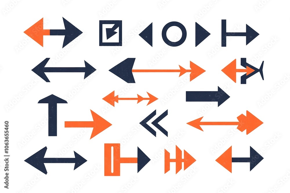 A set of arrows pointing in different directions, representing the various paths and direction options that can be found in New York City's street signs or business marketing materials A set of arrows pointing in different directions, representing the various paths and direction options that can be found in New York City's street signs or business marketing materials