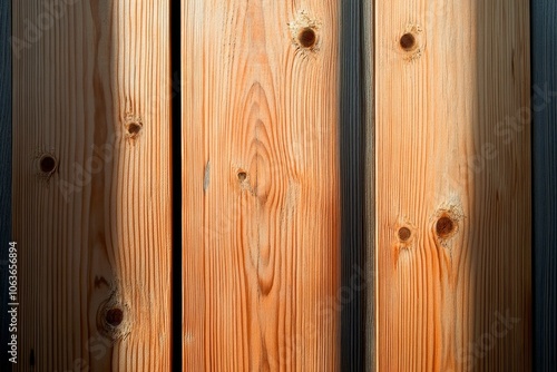 Close-up of Three Vertical Wood Planks with Knots photo