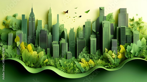 Green Cityscape Papercraft ...