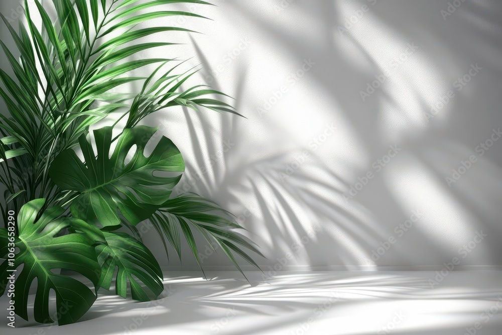 minimalistic light background with blurred foliage shadows cast on a pristine white wall creating an elegant and tranquil atmosphere perfect for modern art displays or soft inviting interiors minimalistic light background with blurred foliage shadows cast on a pristine white wall creating an elegant and tranquil atmosphere perfect for modern art displays or soft inviting interiors