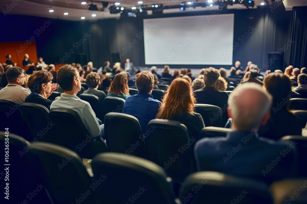 Audience Members in a Conference Room Sitting and Listening to a Speaker Audience Members in a Conference Room Sitting and Listening to a Speaker