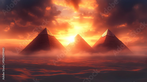 Pyramids in the Desert Illu...