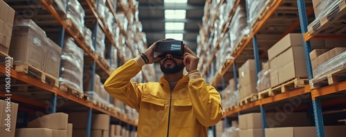 Worker Using Smart Glasses ...