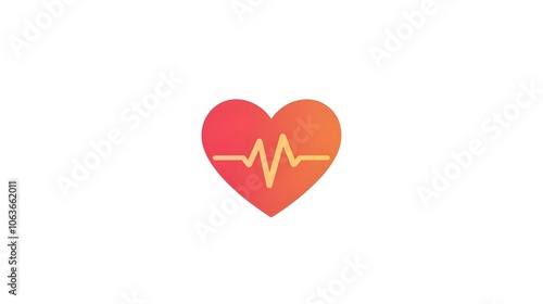 Bold Heart Icon with Heartbeat Symbol Representing Health and Wellness in Flat Style