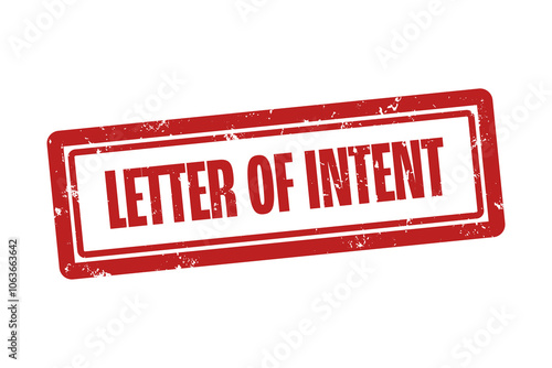 Принти на полотні Letter of intent . A red stamp isolated on white background.