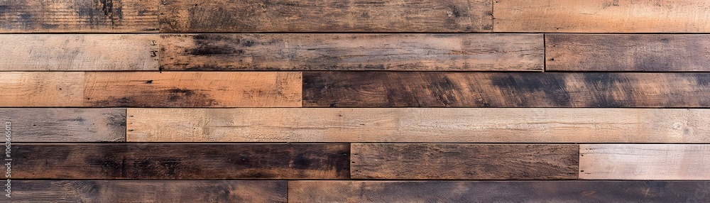 Weathered Wooden Plank Wall with Horizontal Grain Weathered Wooden Plank Wall with Horizontal Grain