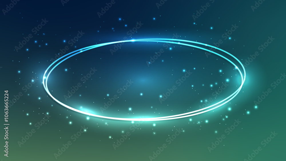 Obraz premium Neon double oval frame with shining effects