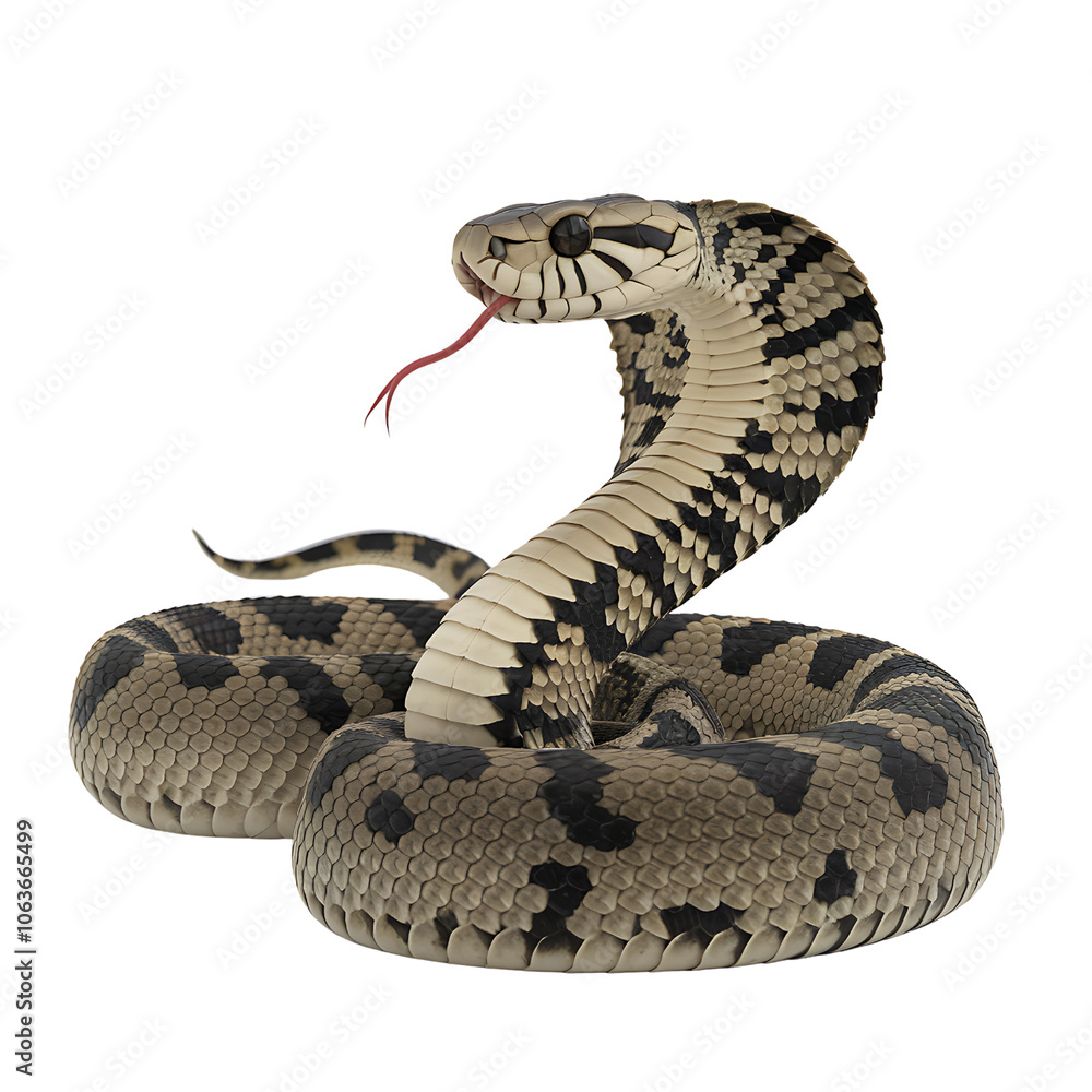 Naklejka premium snake with its head raised in a defensive posture on transparent background