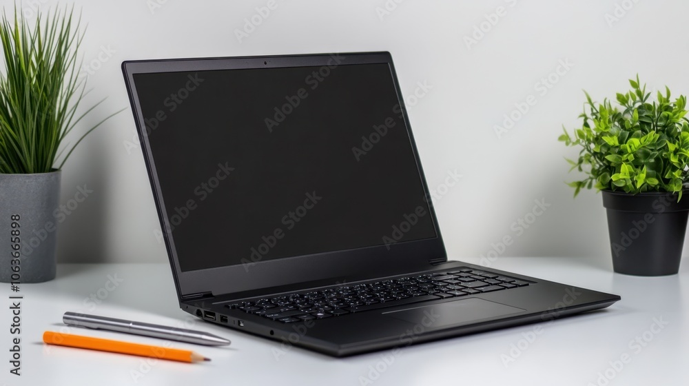 Fototapeta premium The Laptop on Modern Desk