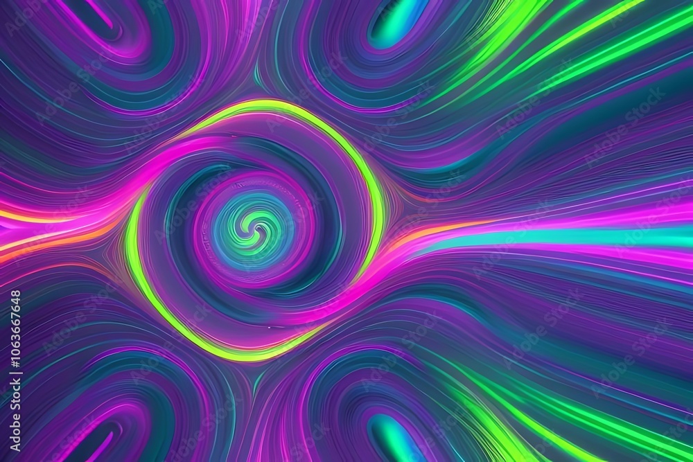 Obraz premium Vibrant Neon Swirls: Electric Colors in Motion