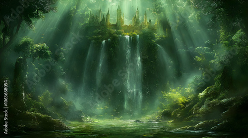 Fantasy Castle Waterfall Il...