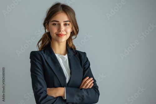 Professional Portrait of Confident Young Woman in Smart Casual Business Outfit