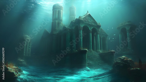 Underwater Temple 3D Illust...