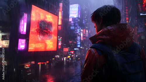 Rainy Night Cityscape with ...