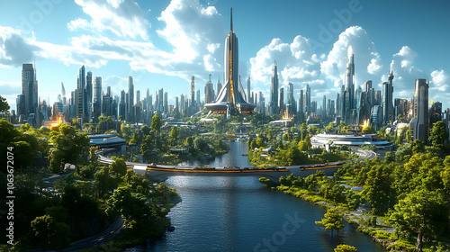 Futuristic Cityscape with R...