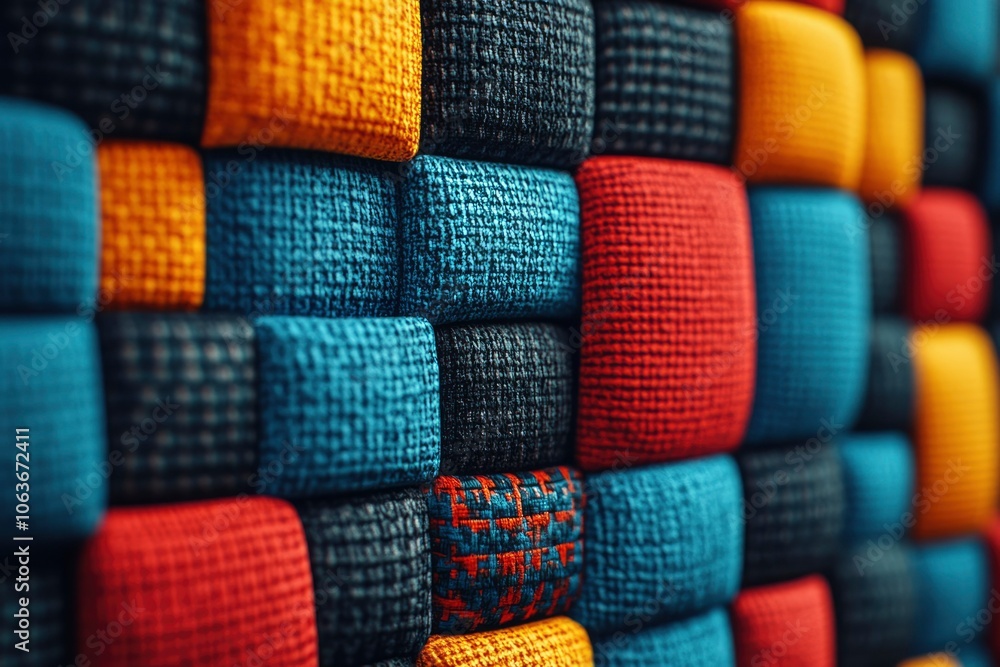 Close-up of a colorful textured fabric wall Close-up of a colorful textured fabric wall