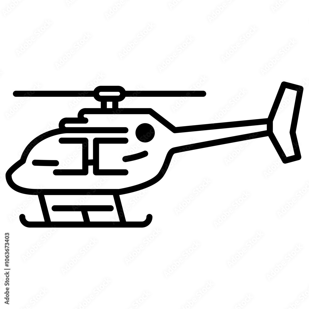 helicopter icon, outline vector illustration helicopter icon, outline vector illustration