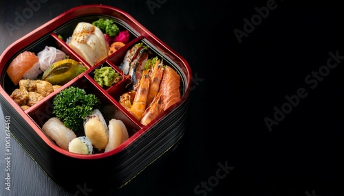 traditional japanese new year cuisine osechi ryori in bento box photo