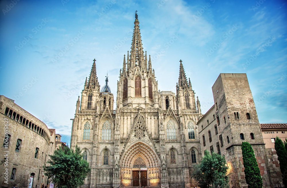 The Cathedral of the Holy Cross and Saint Eulalia, Barcelona, Spain. The Cathedral of the Holy Cross and Saint Eulalia, Barcelona, Spain.