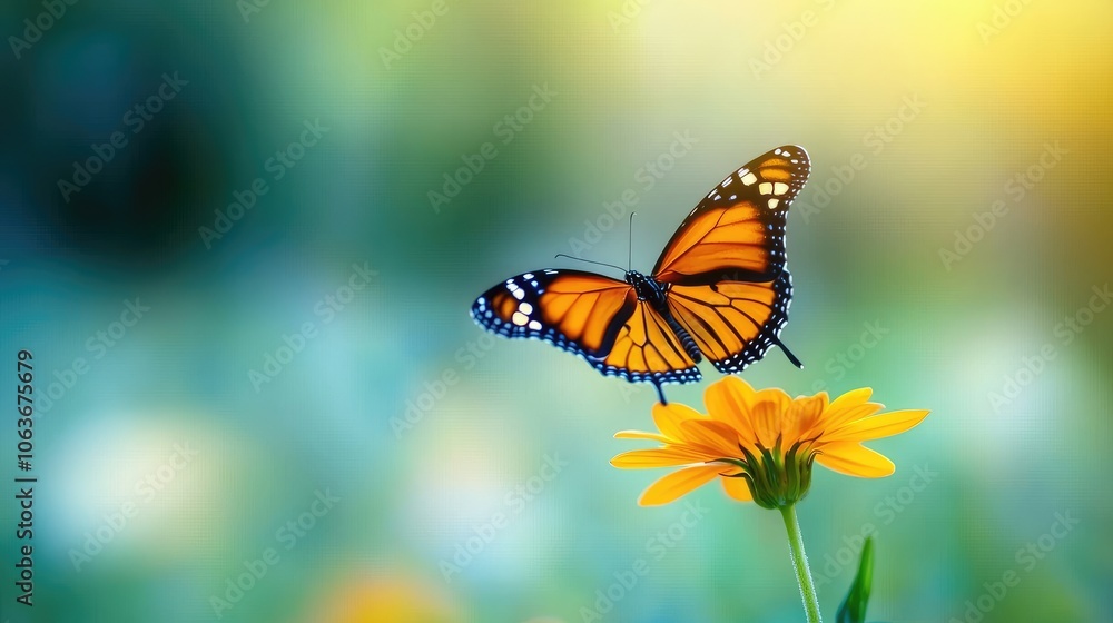 Butterfly on Wildflower in Soft Focus Background Butterfly on Wildflower in Soft Focus Background