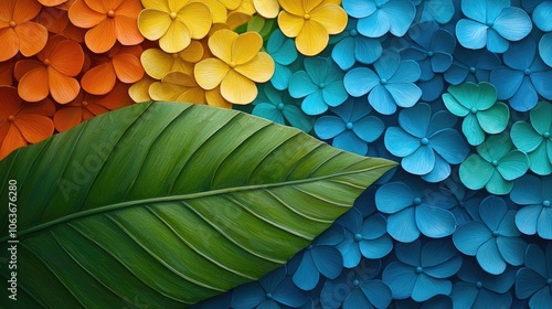 Wallpaper Mural Macro View of Leaf with Colorful Textures Background Torontodigital.ca