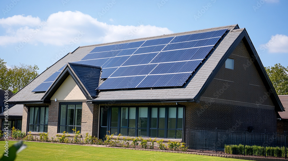 Modern House with Solar Panels Modern House with Solar Panels