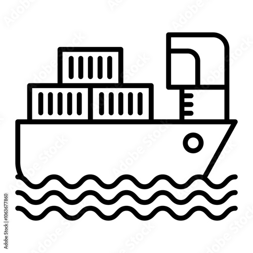  Cargo ship icon, outline vector illustration