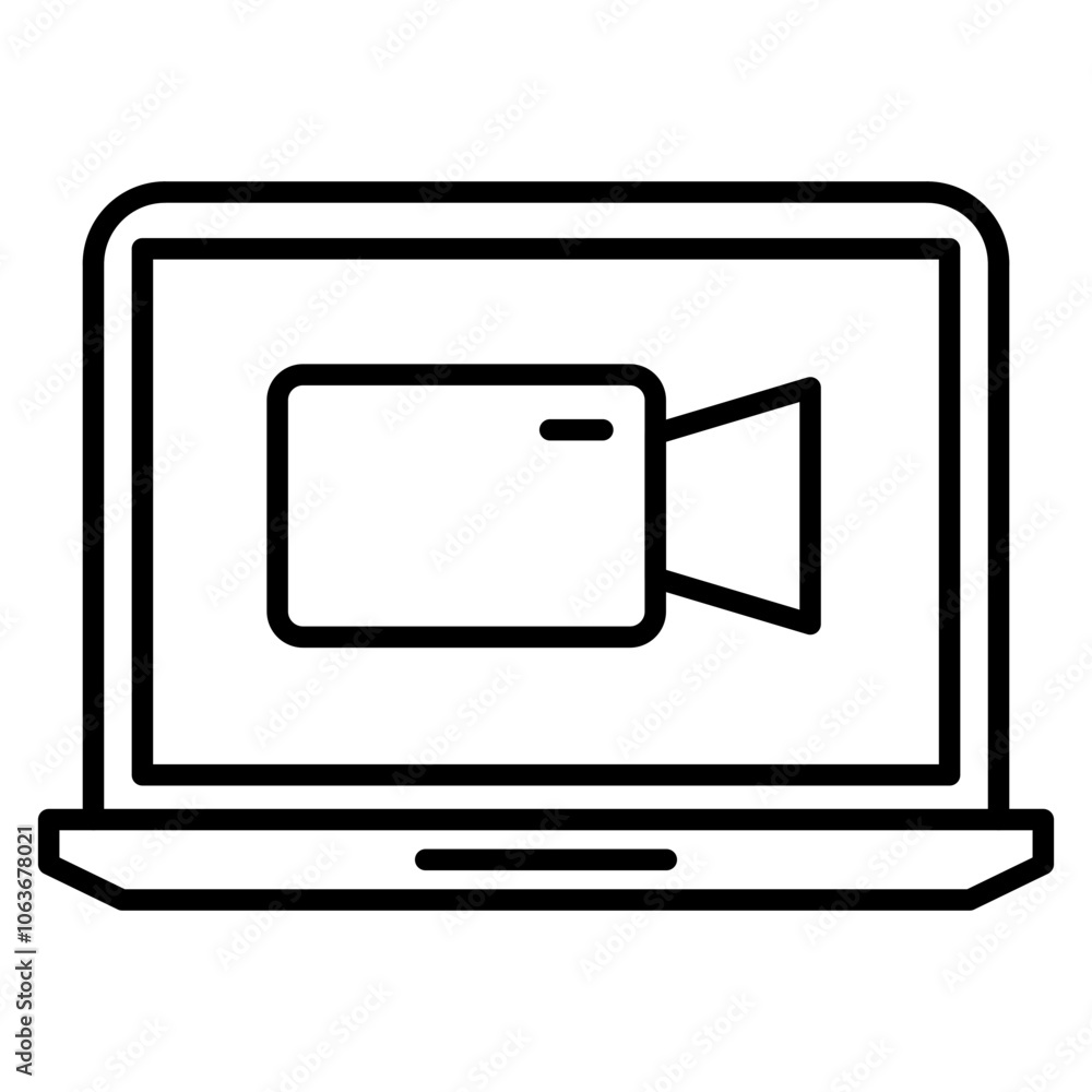  Video chat  icon, outline vector illustration