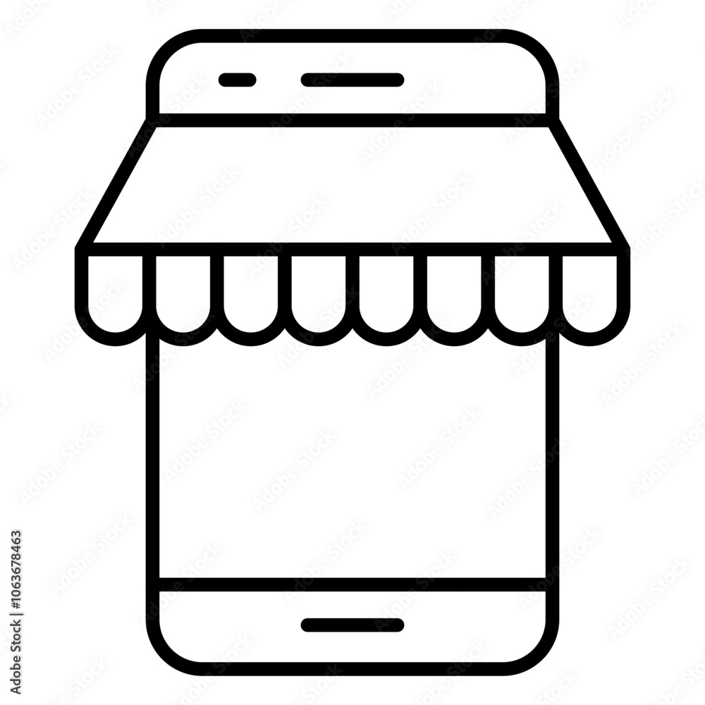 mobile shop icon, outline vector illustration mobile shop icon, outline vector illustration