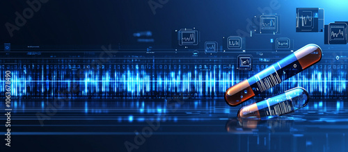 Futuristic Healthcare Capsules with Digital Data