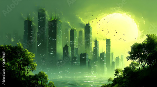 Green Cityscape Illustration